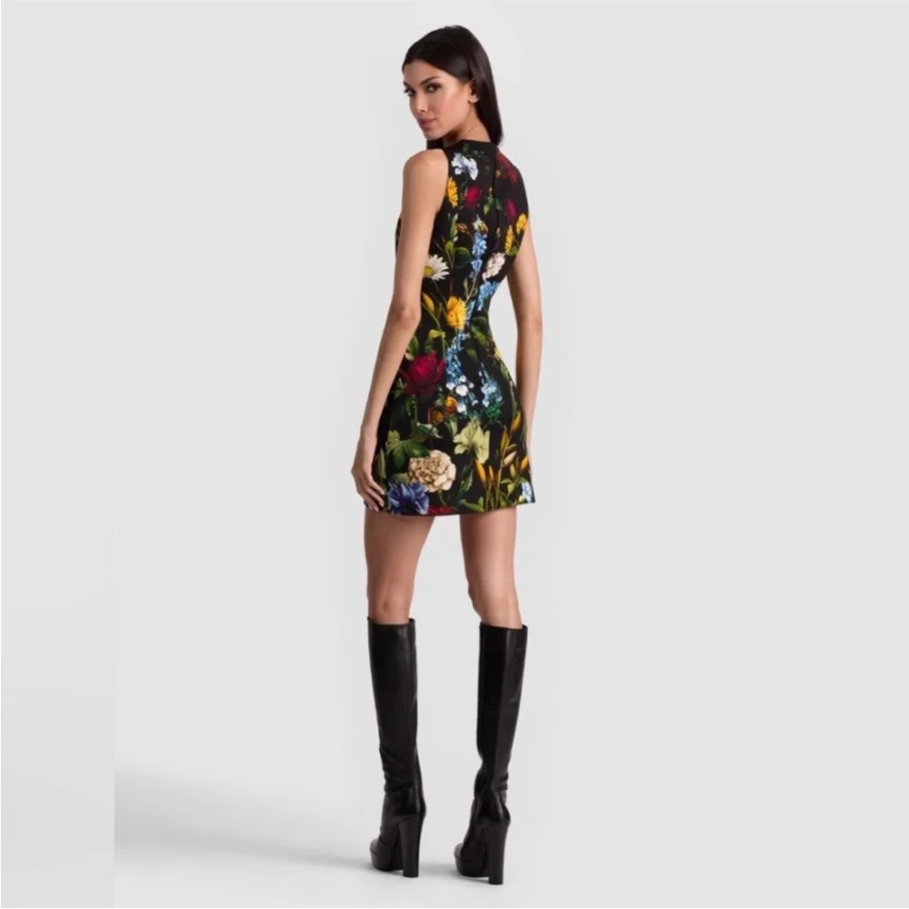 Alice + Olivia Wynell A-Line Mini Dress in Social Hour Black 2 - Picture 8 of 8
